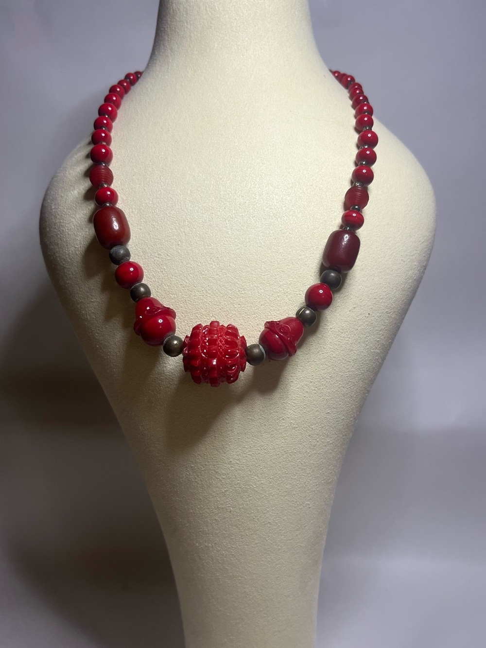 Red acrylic Beaded Statement Necklace